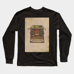 Vintage typewriter faded effect. Gift for writer. Long Sleeve T-Shirt